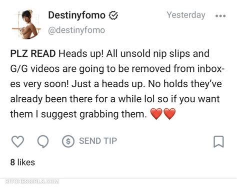 With a love for gaming, comic books, and wrestling, Destiny Fomo has created a platform where she can share her passions. . Destiny fomo nudes
